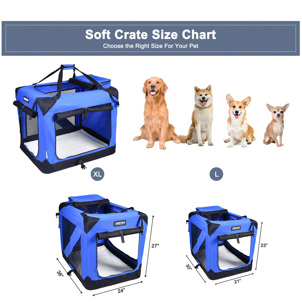 GOO PAWS SOFT PET CRATES 3 DOOR FOLDING KENNEL