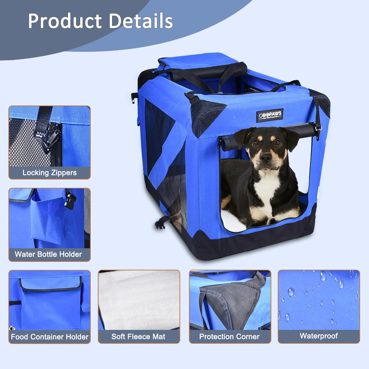 GOO PAWS SOFT PET CRATES 3 DOOR FOLDING KENNEL