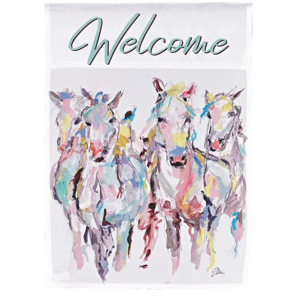 HORSE WELCOME GARDEN FLAG