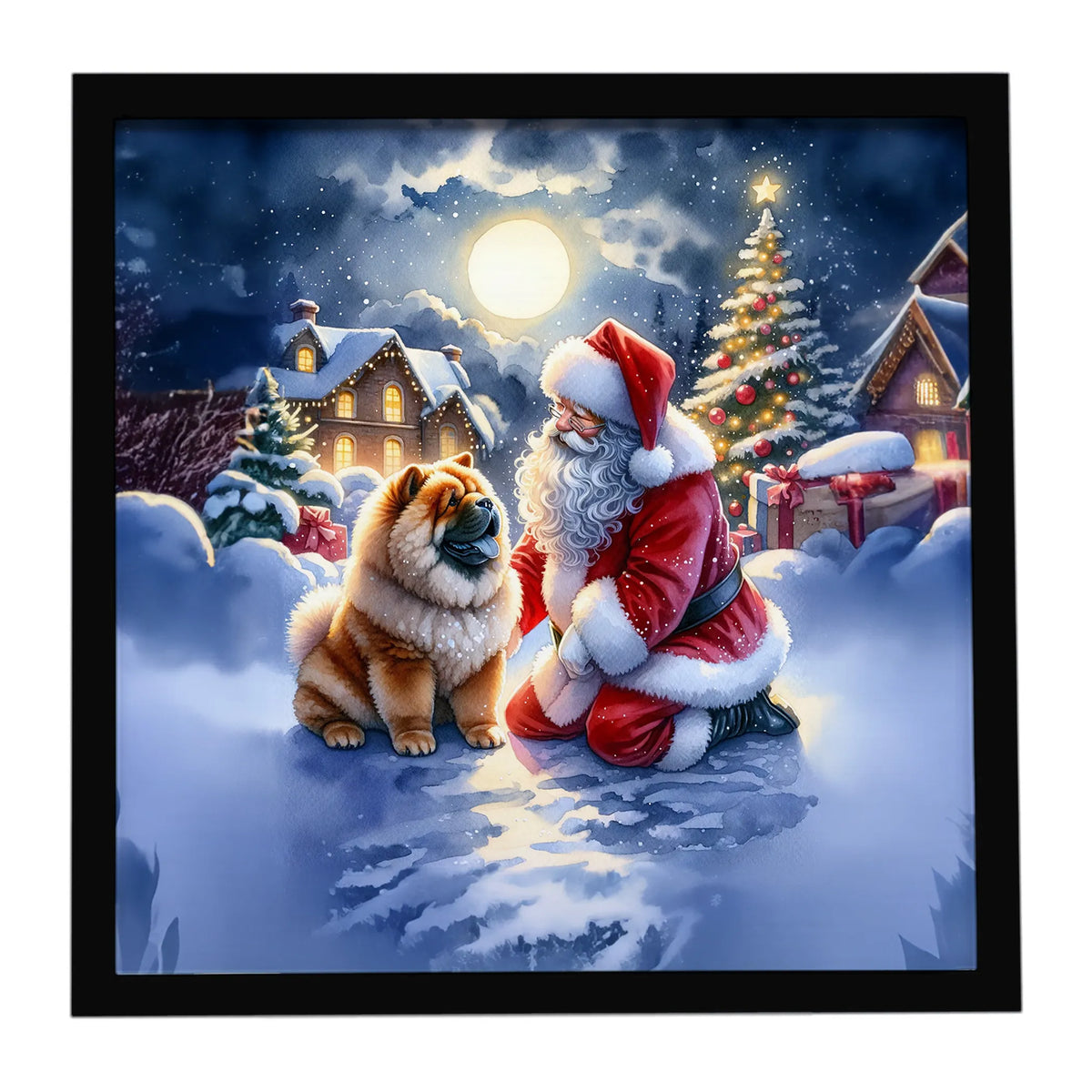 Airedale Terrier and Santa Claus Framed Metal Print - Size: 8X8 | Pack Of: 1 | Collection name: Moments with santa