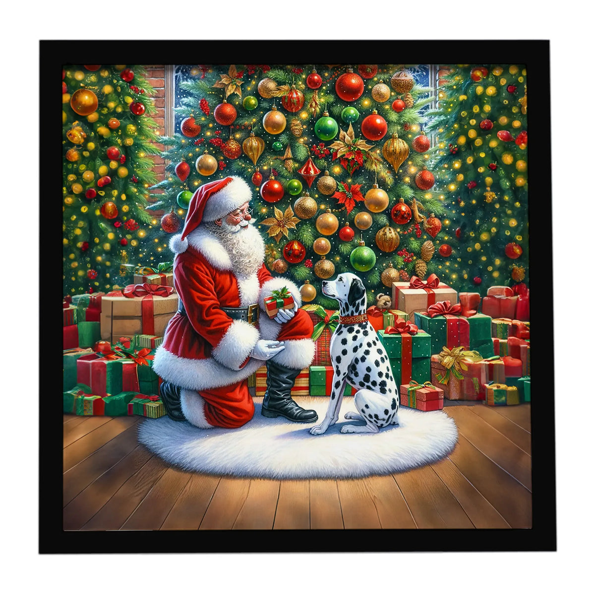Airedale Terrier and Santa Claus Framed Metal Print - Size: 8X8 | Pack Of: 1 | Collection name: Moments with santa
