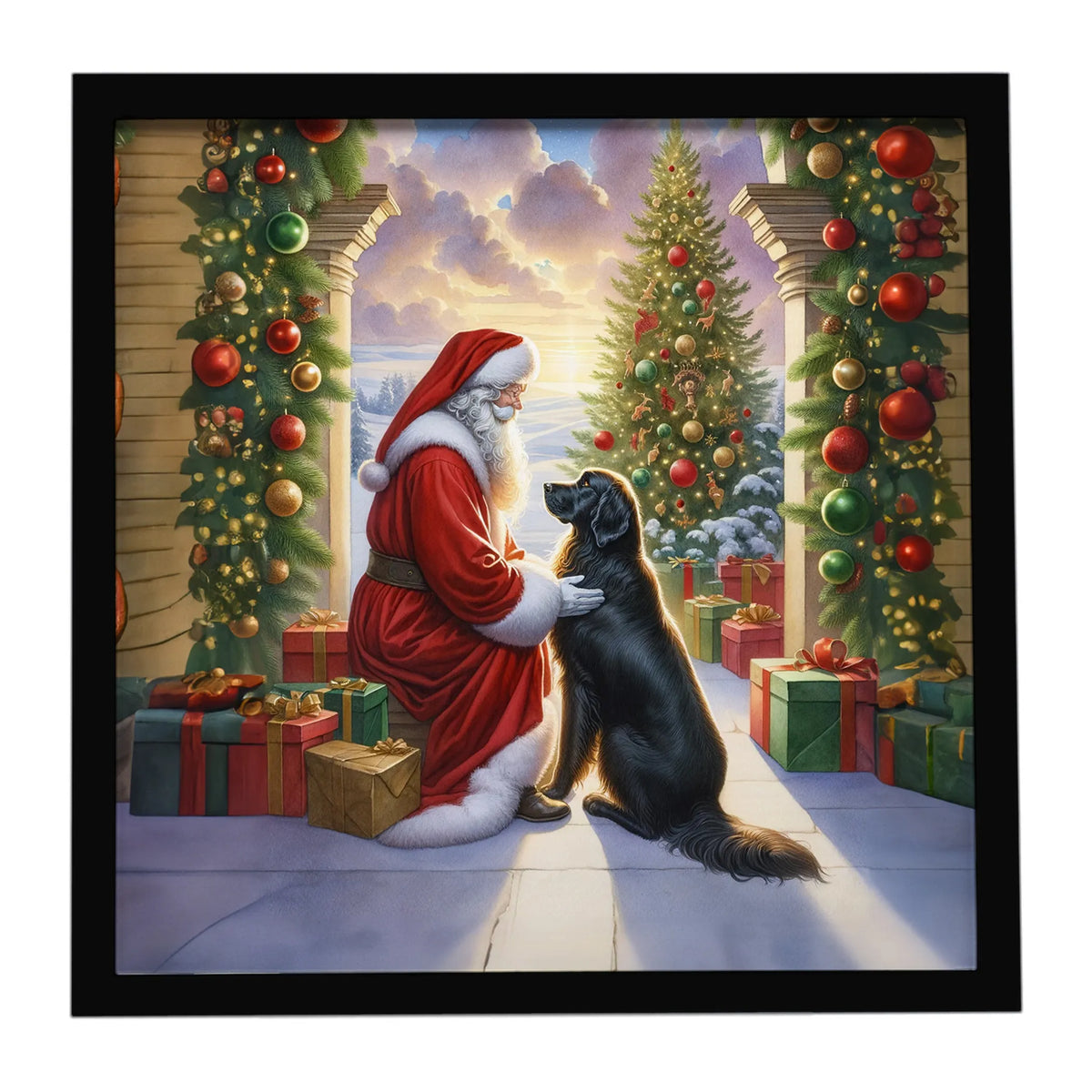 Airedale Terrier and Santa Claus Framed Metal Print - Size: 8X8 | Pack Of: 1 | Collection name: Moments with santa