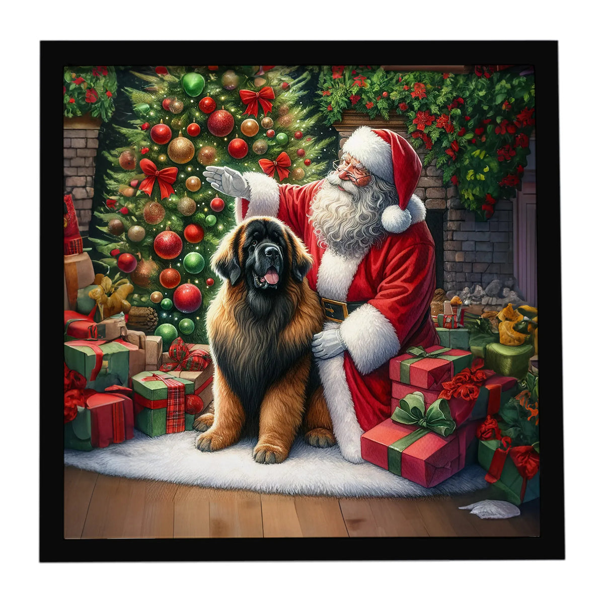 Airedale Terrier and Santa Claus Framed Metal Print - Size: 8X8 | Pack Of: 1 | Collection name: Moments with santa