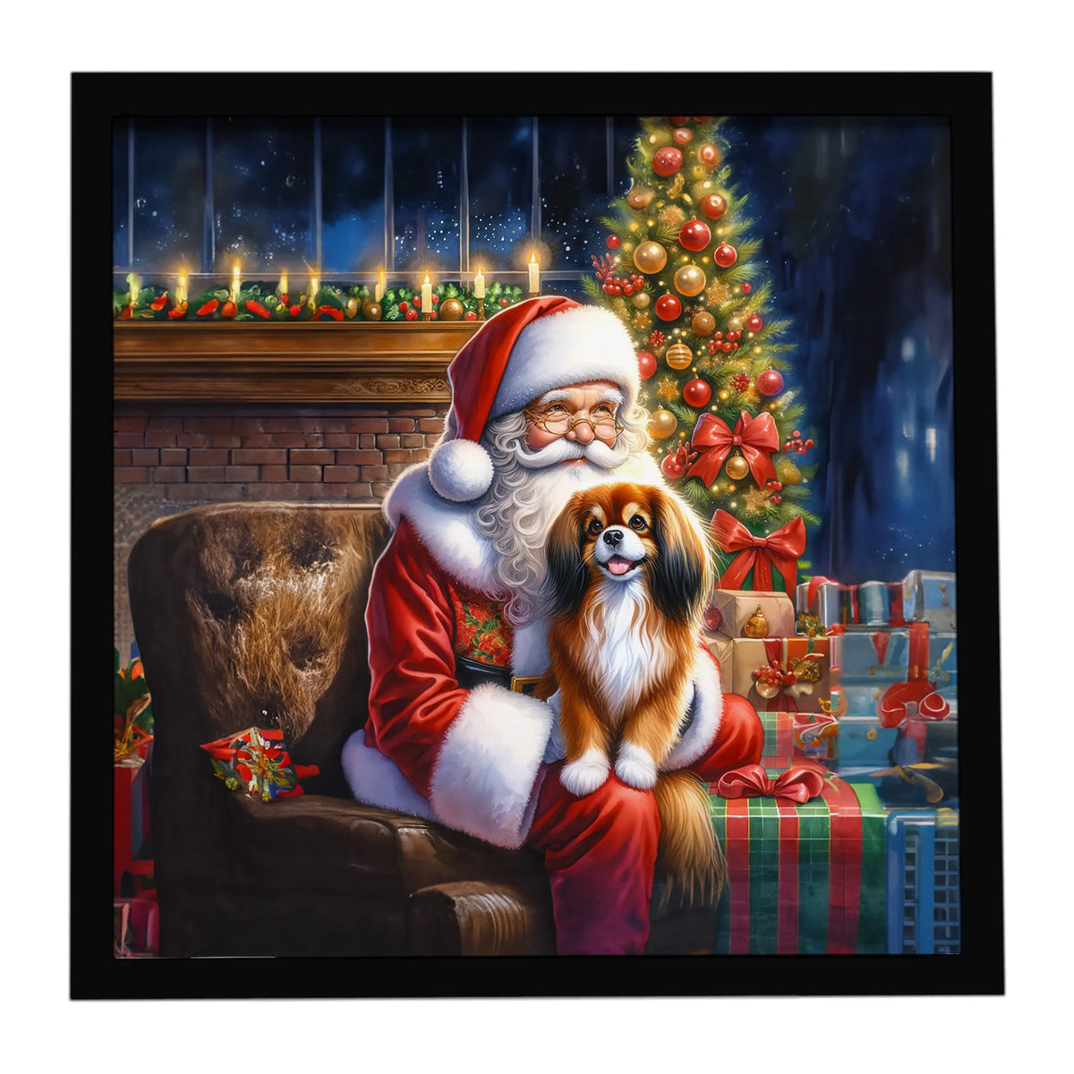 Airedale Terrier and Santa Claus Framed Metal Print - Size: 8X8 | Pack Of: 1 | Collection name: Moments with santa