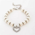 WHITE HEART AND PEARL PET NECKLACE