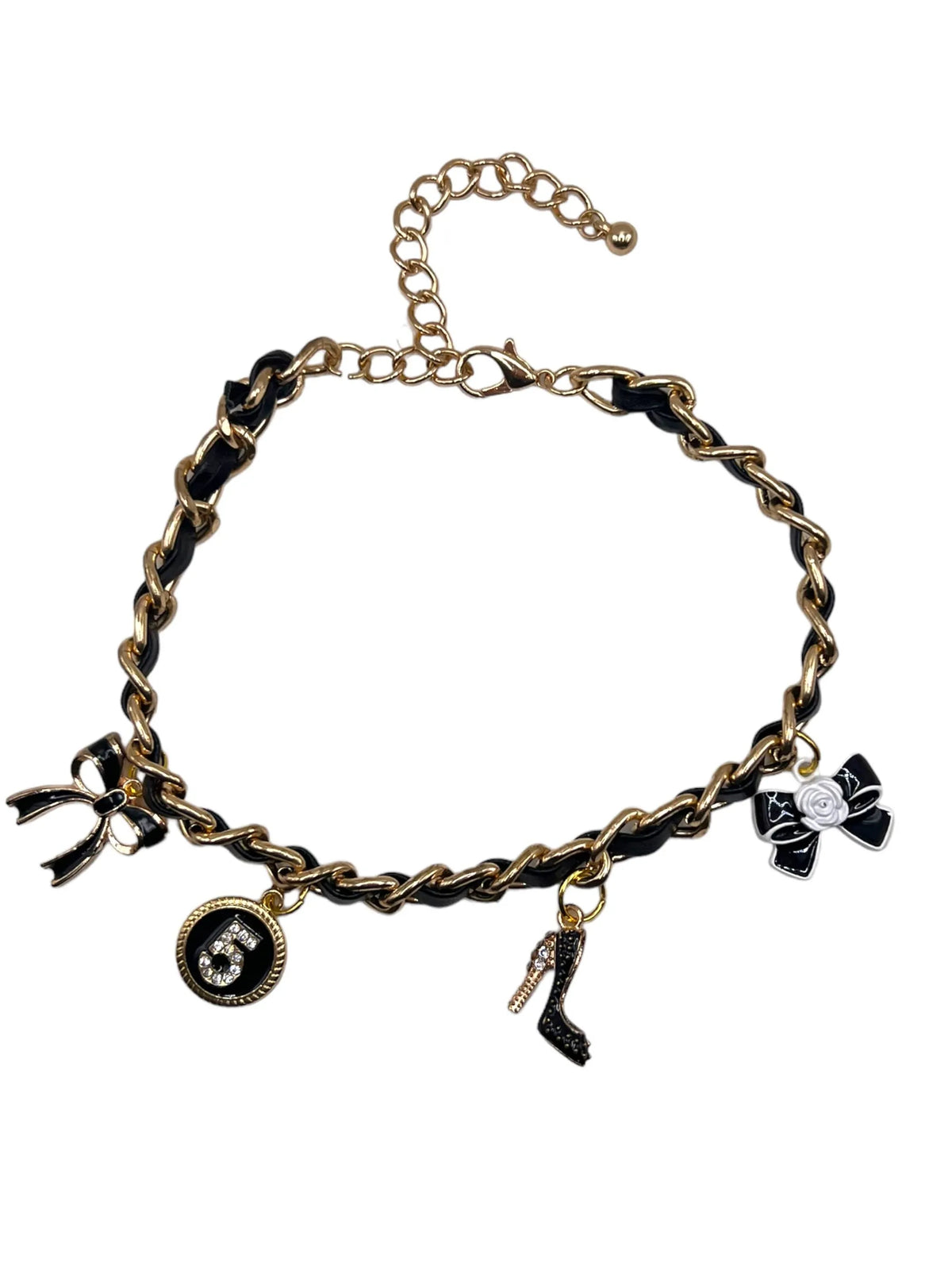 BLACK & GOLD CHARM NECKLACE
