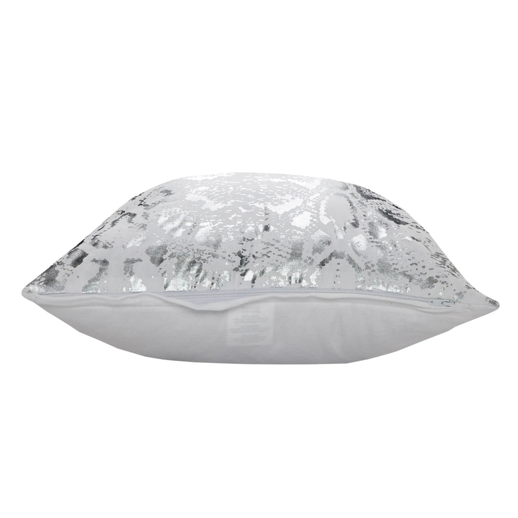 WHITE & SILVER ANIMAL PRINT PILLOW