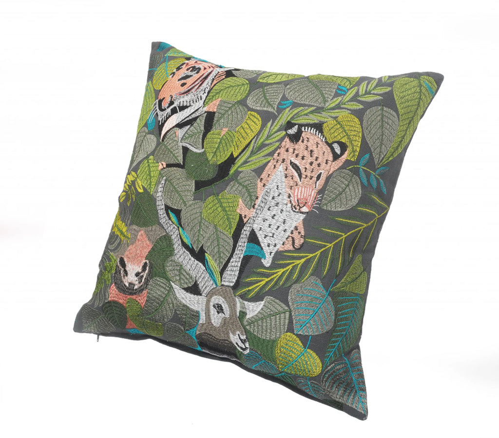 SALMON & GREEN ANIMAL PILLOW