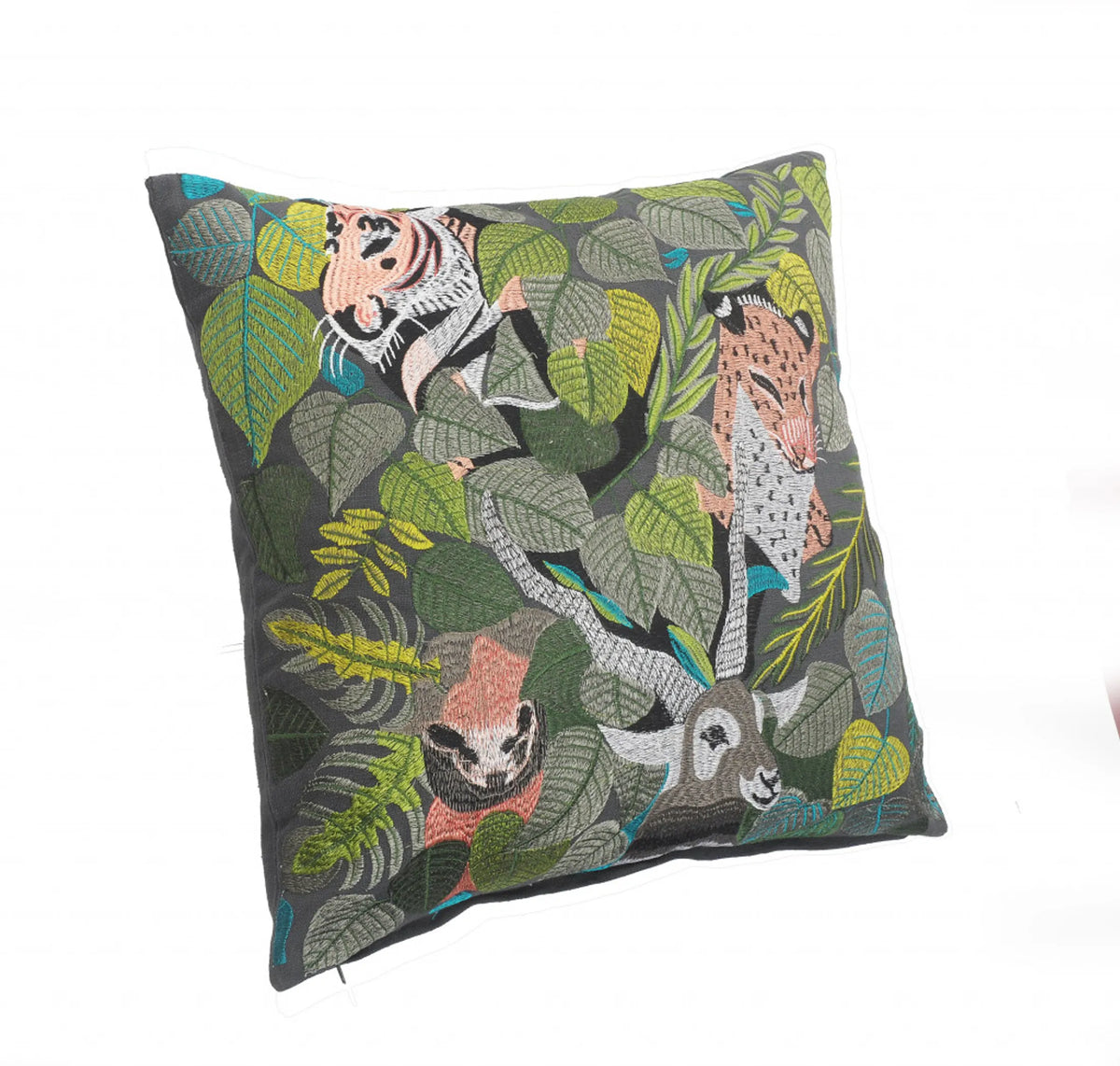 SALMON & GREEN ANIMAL PILLOW