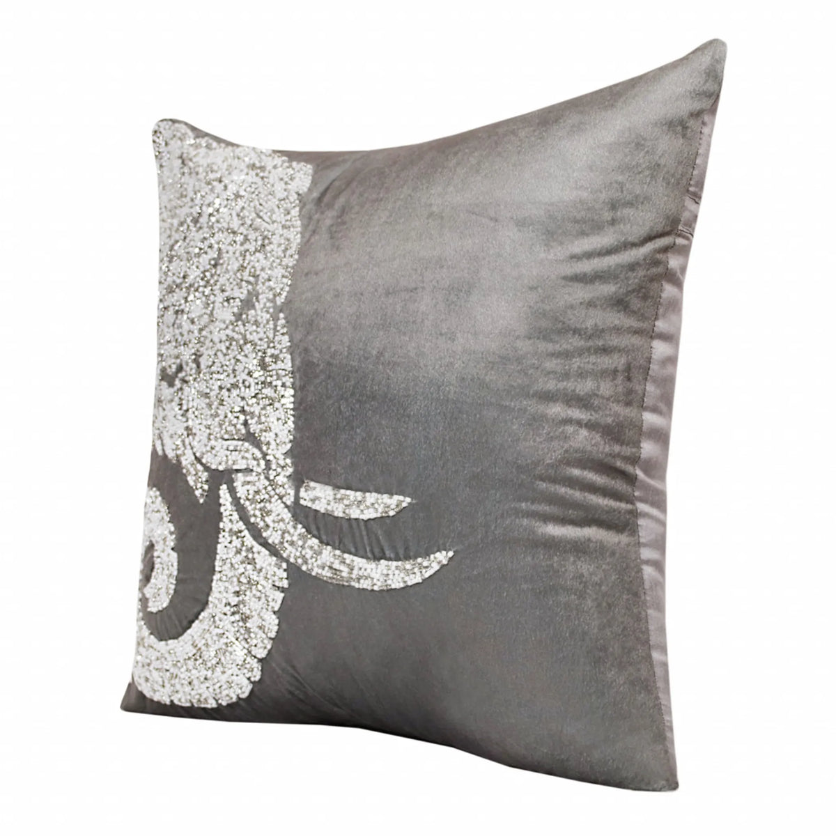 GRAY AND SILVER ELEPHANT PILLOW