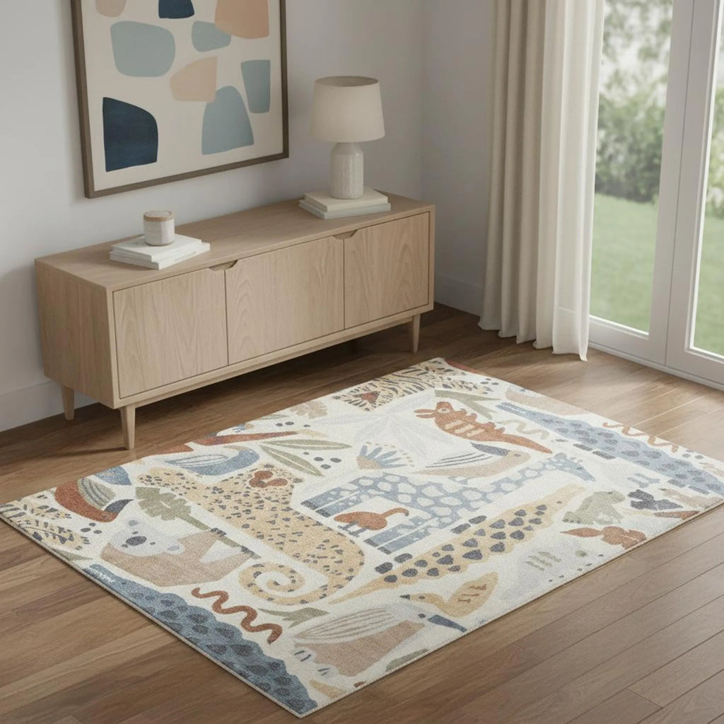 4' X 6' TROPICAL ANIMAL RUG