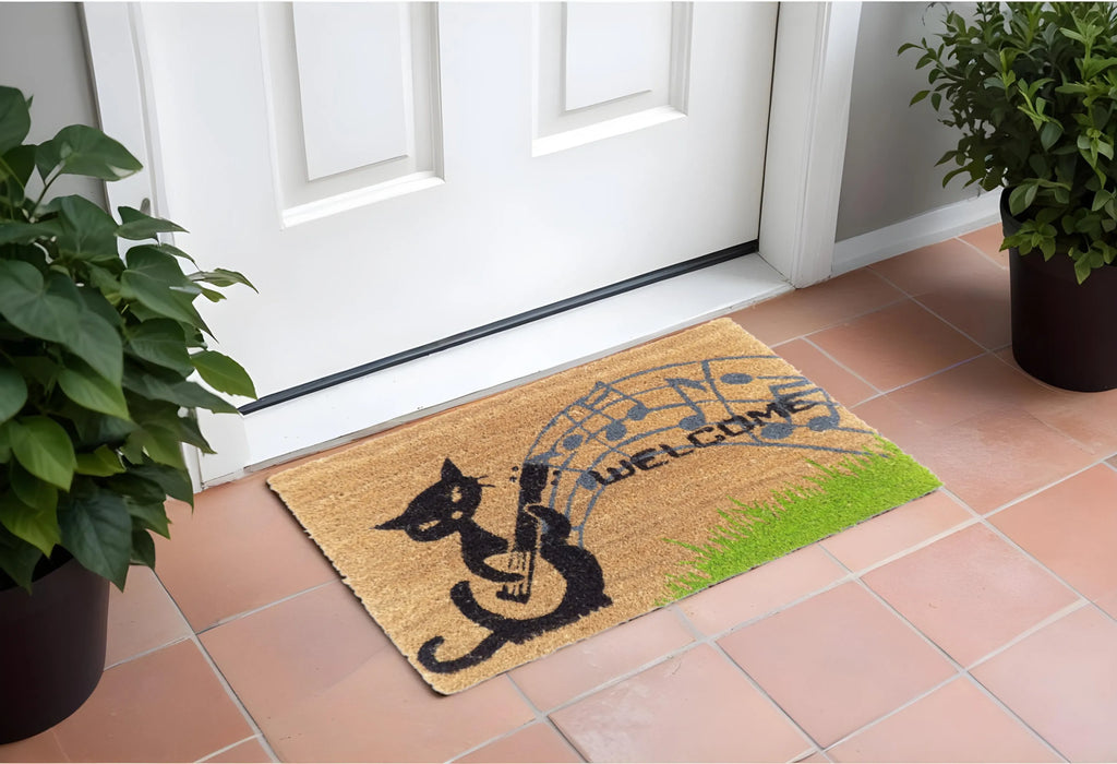 BLACK CAT WELCOME MAT