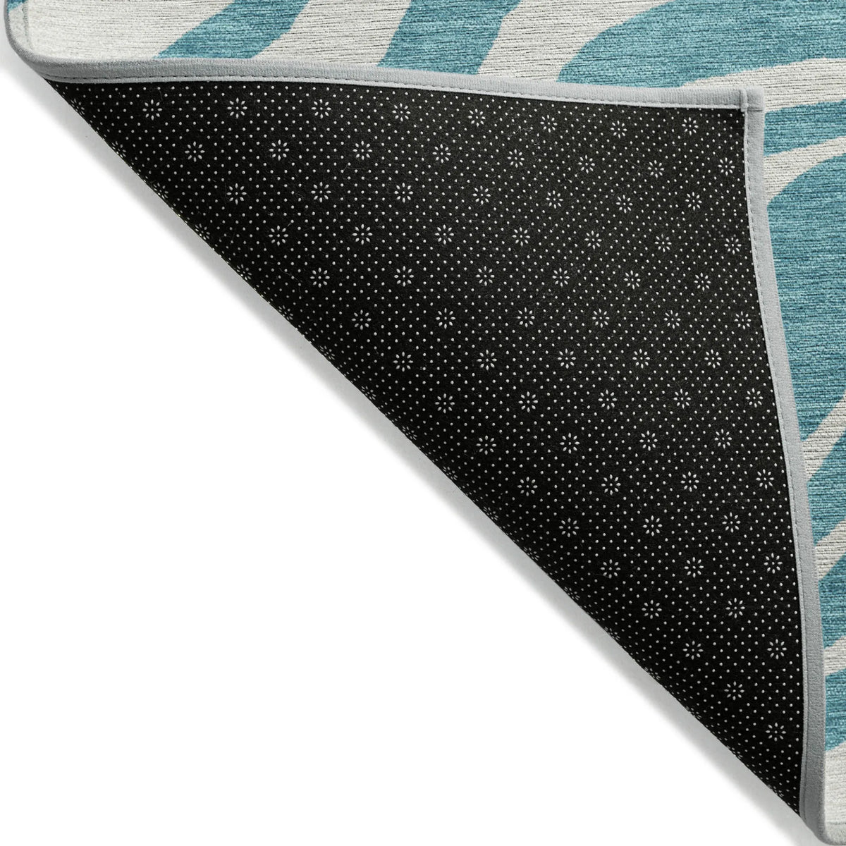 ROUND TEAL ANIMAL PRINT RUG