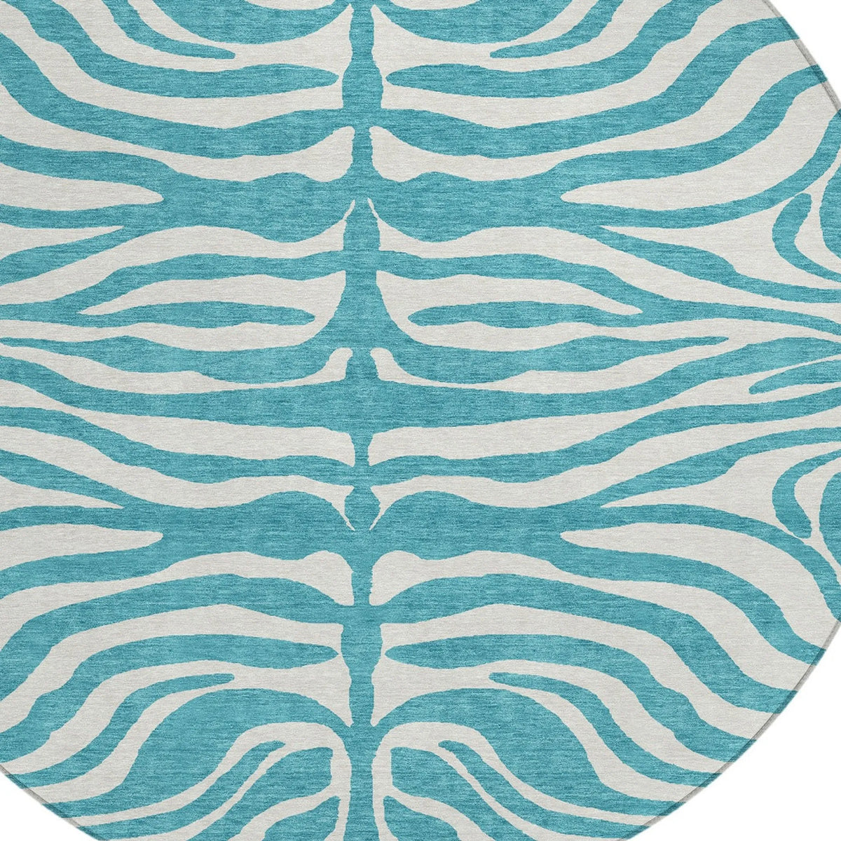 ROUND TEAL ANIMAL PRINT RUG
