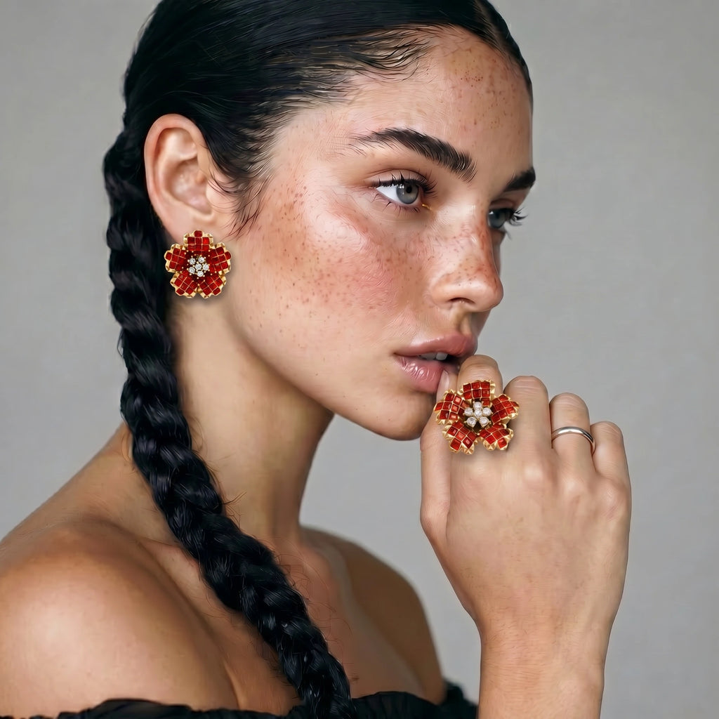 RUBY BLOOM STUD EARRINGS | AMIRA