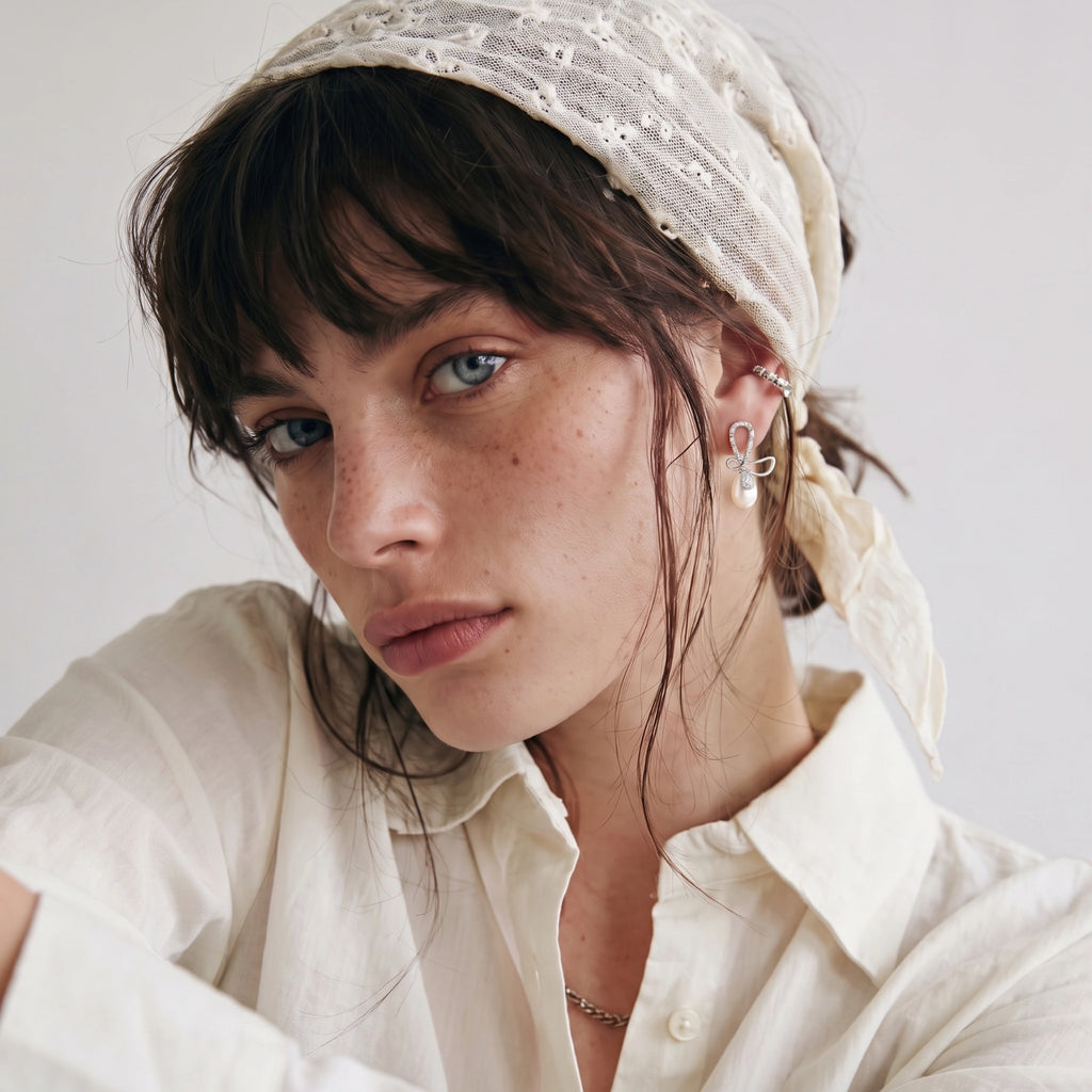 CRYSTAL BOW PEARL DROPS | AMIRA