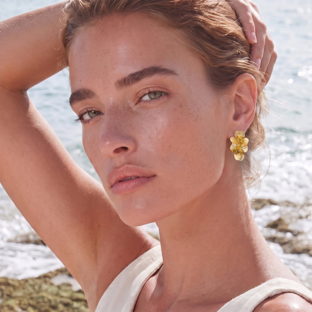 GOLDEN BLOOM DOUBLE EARRINGS | AMIRA