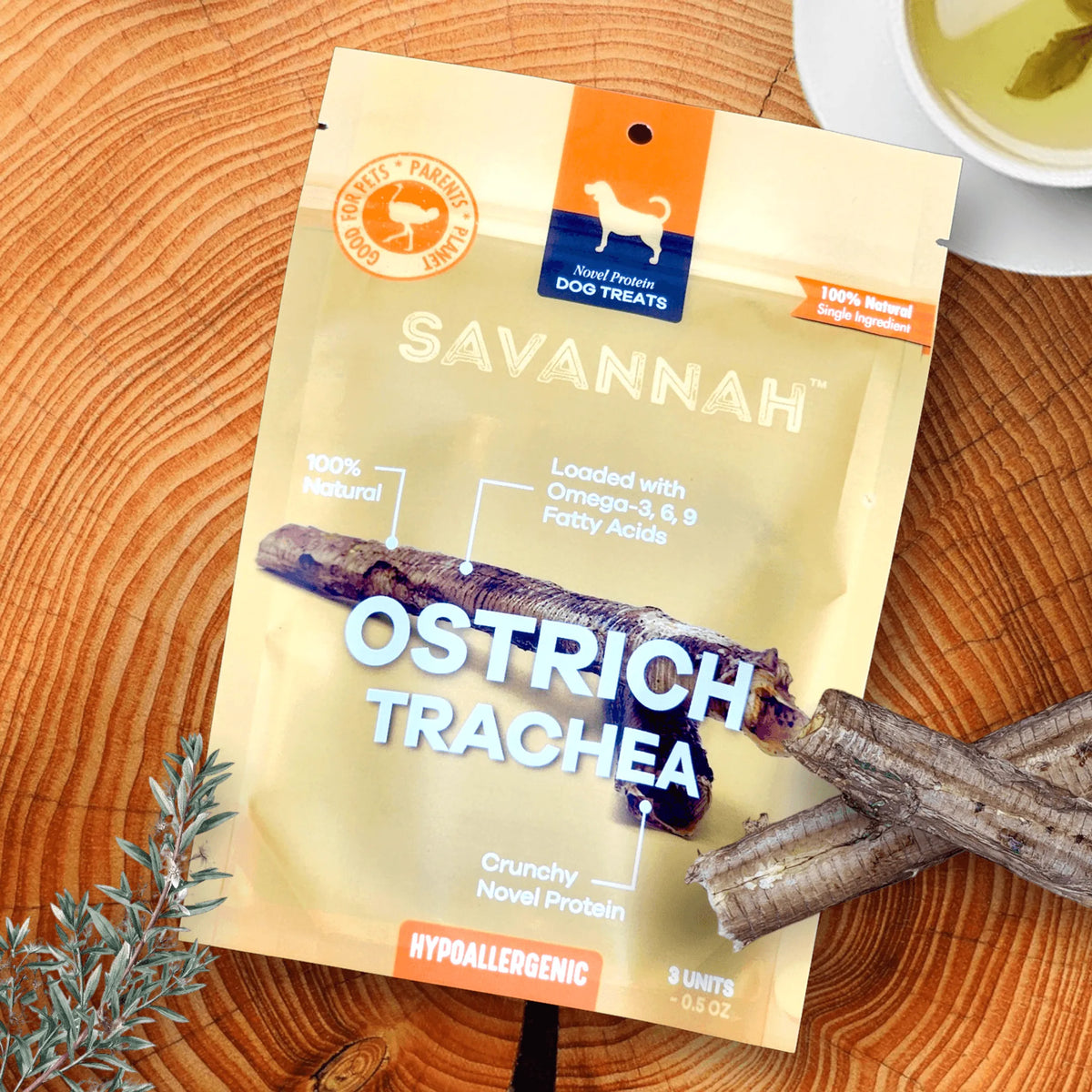 SAVANNAH PET FOOD CRUNCHY OSTRICH TRACHEA CUTS 8PK