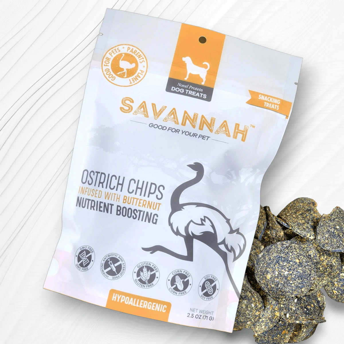 SAVANNAH PET FOOD OSTRICH CHIPS WITH BUTTERNUT