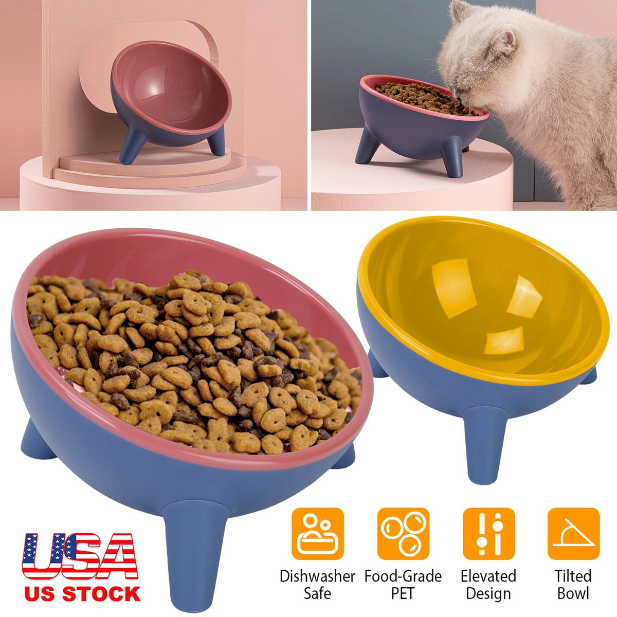TILTED ELEVATED CAT FOOD BOWL