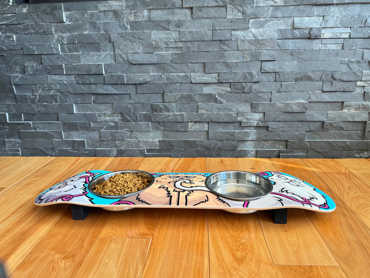 CATS WITH ATTITUDE ELEVATED CAT FEEDER WITH BOWLS