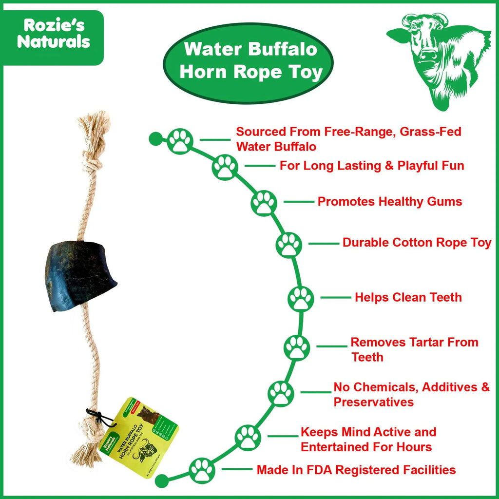 WATER BUFFALO HORN ROPE TUG TOY
